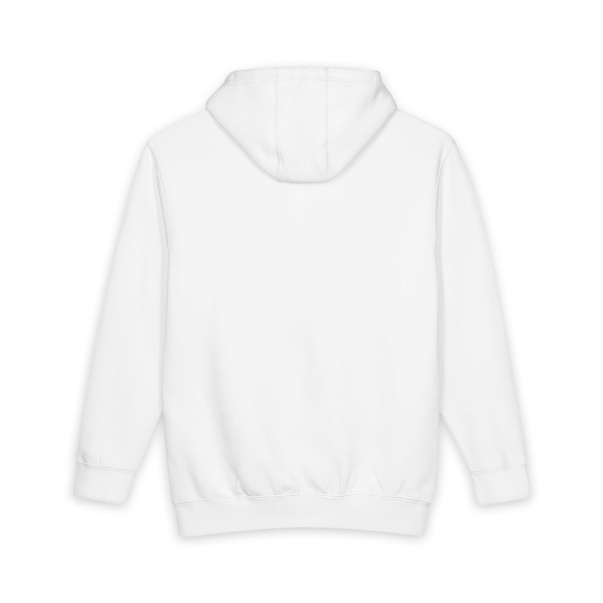 Back side of plain white hoodie, no design