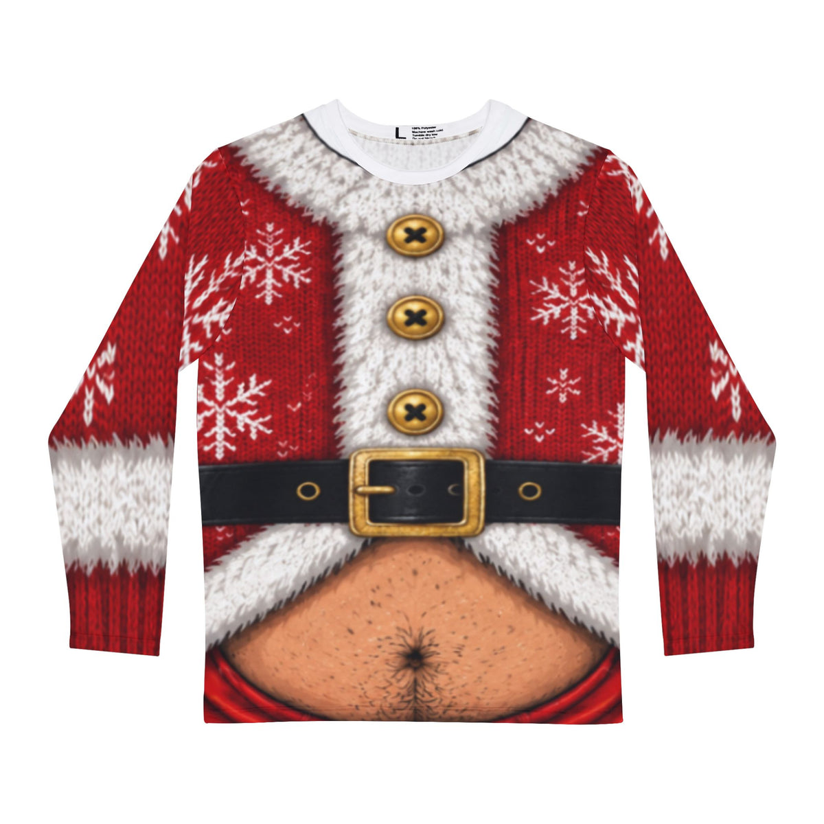 Funny Santa Belly & Butt Long Sleeve Shirt — Gag Christmas Holiday Tee