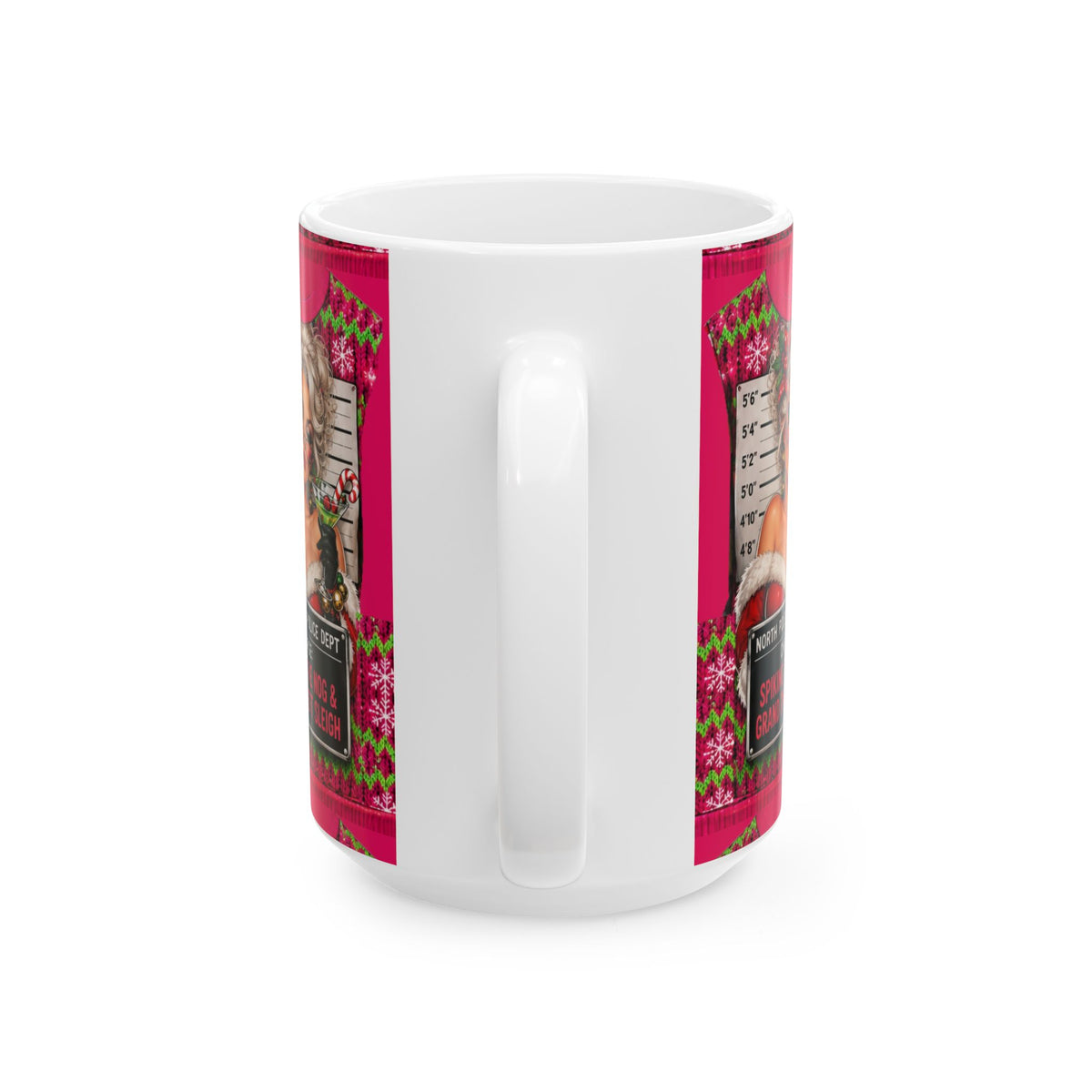 Funny Christmas Mug — "North Pole Police Dept: Spiking the Nog & Grand Theft Sleigh" Holiday Coffee Cup