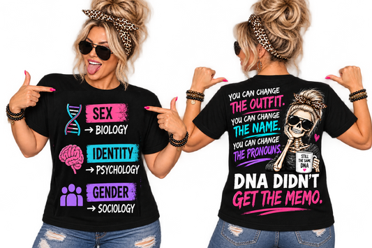 Identity Science T-Shirt — DNA Didn’t Get the Memo – Still the Same DNA Skeleton Tee