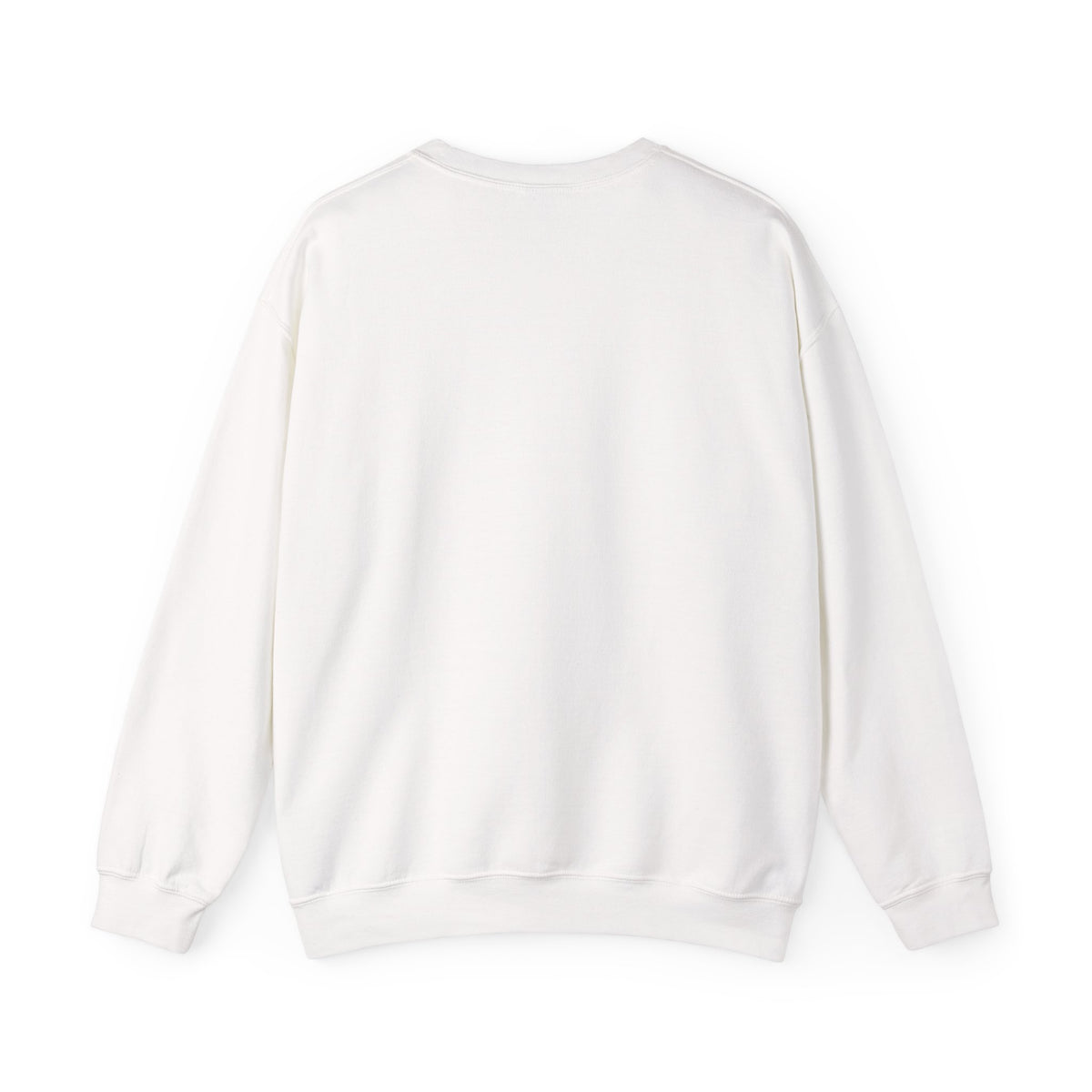 Back view of plain white crewneck sweatshirt