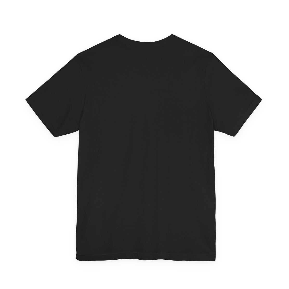 Back view of plain black t-shirt