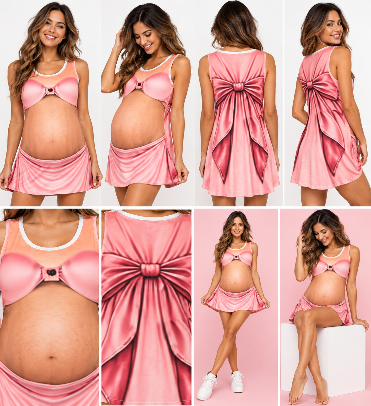 Novelty Maternity or beer belly Pink Bikini Print Women's Casual Dress — Funny Beach Costume
